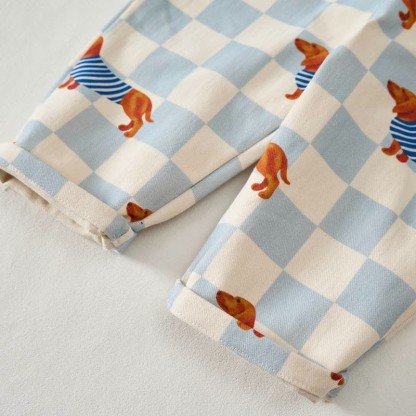 Baby Toddler Dachshund Checkerboard Print Overalls - image 5