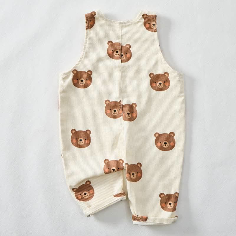 Baby Toddler Beige Bears Corduroy Pocket Overalls - image 2