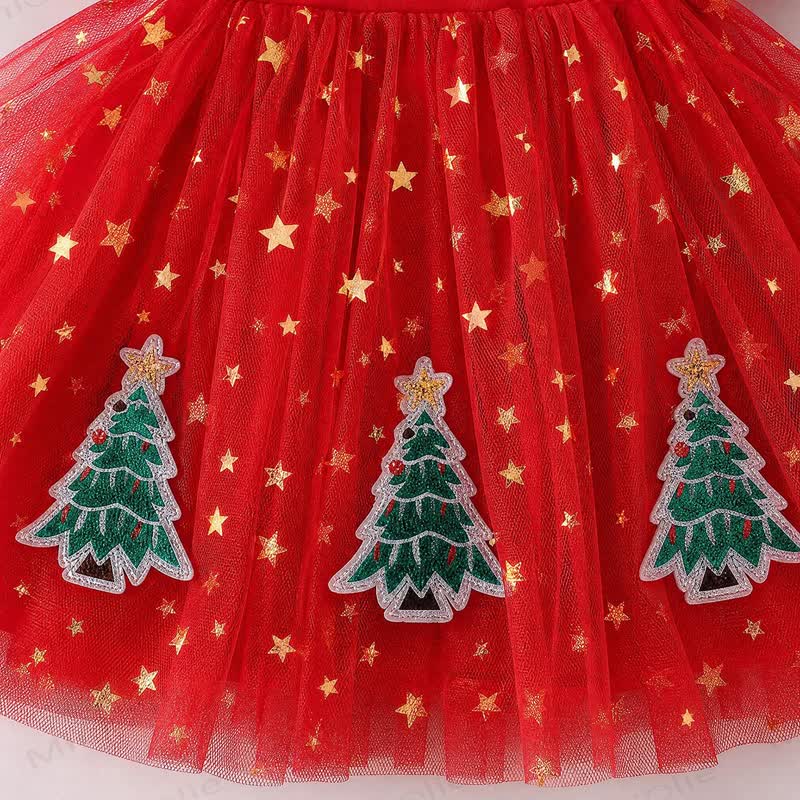 MERRY CHRISTMAS Baby Toddler Star Print Tulle Dress - image 7
