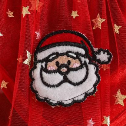 Baby Christmas Star Velvet Tulle Flutter Sleeves Dress - image 6