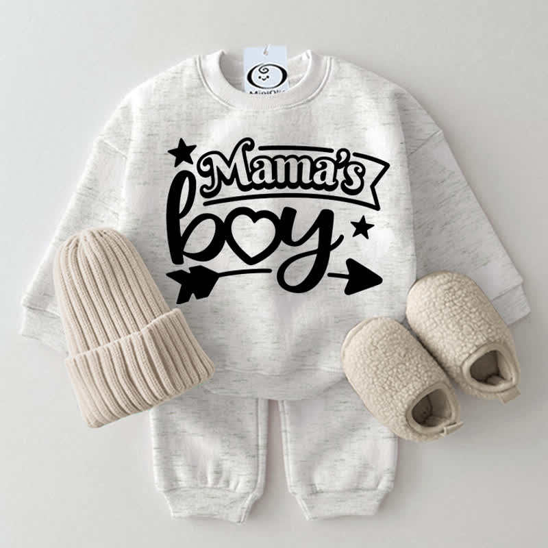MAMA'S BOY Baby Light Grey Sweatshirt 2-piece Set - Light Grey - 2-3T - image 1