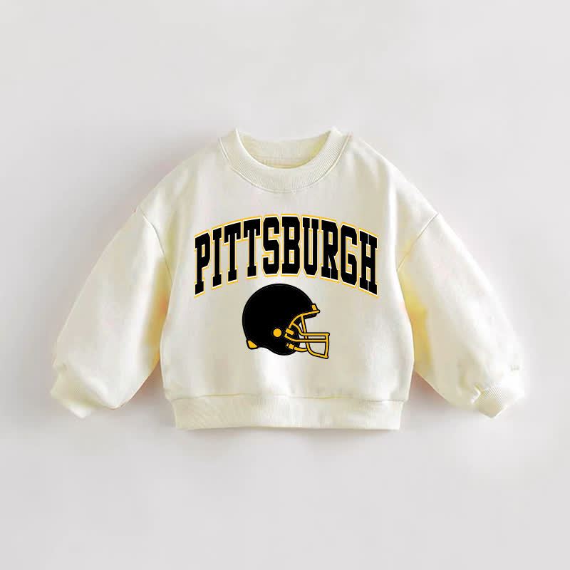 PITTSBURGH Baby Toddler Football Helmet Print Cream Sweatshirt - Cream - 3-5T - image 1