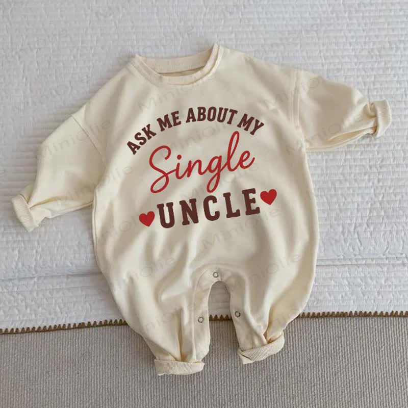 ASK ME ABOUT MY SINGLE UNCLE Baby Toddler Heart Beige Romper - Beige - 2-3T - image 1