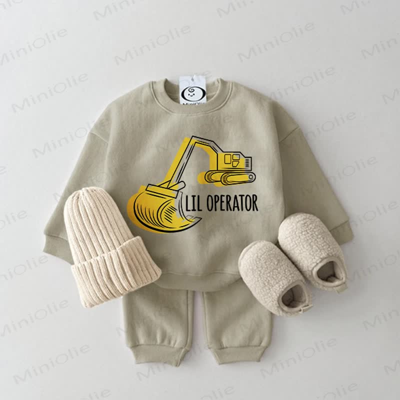 LIL OPERATOR Baby Truck Grey Green Sweatshirt 2-piece Set - Grey Green - 2-3T - image 1