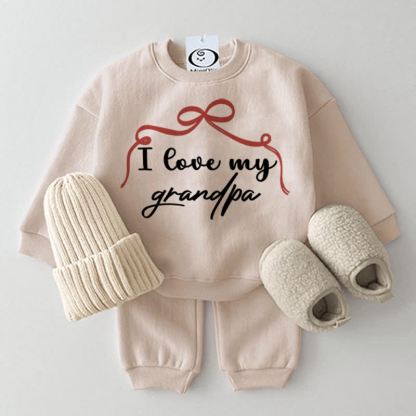 I LOVE MY GRANDPA Baby Beige Sweatshirt 2-piece Set - Beige - 2-3T - image 1
