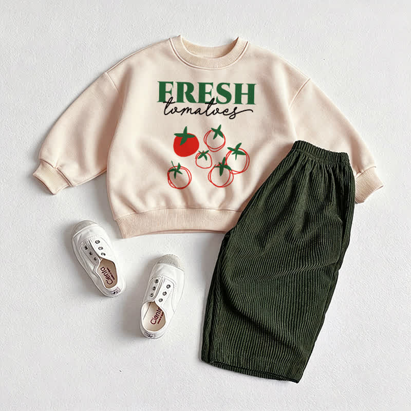 FRESH TOMATOES Baby Sweatshirt and Pants 2-piece Set - Beige&Green - 2-3T - image 1