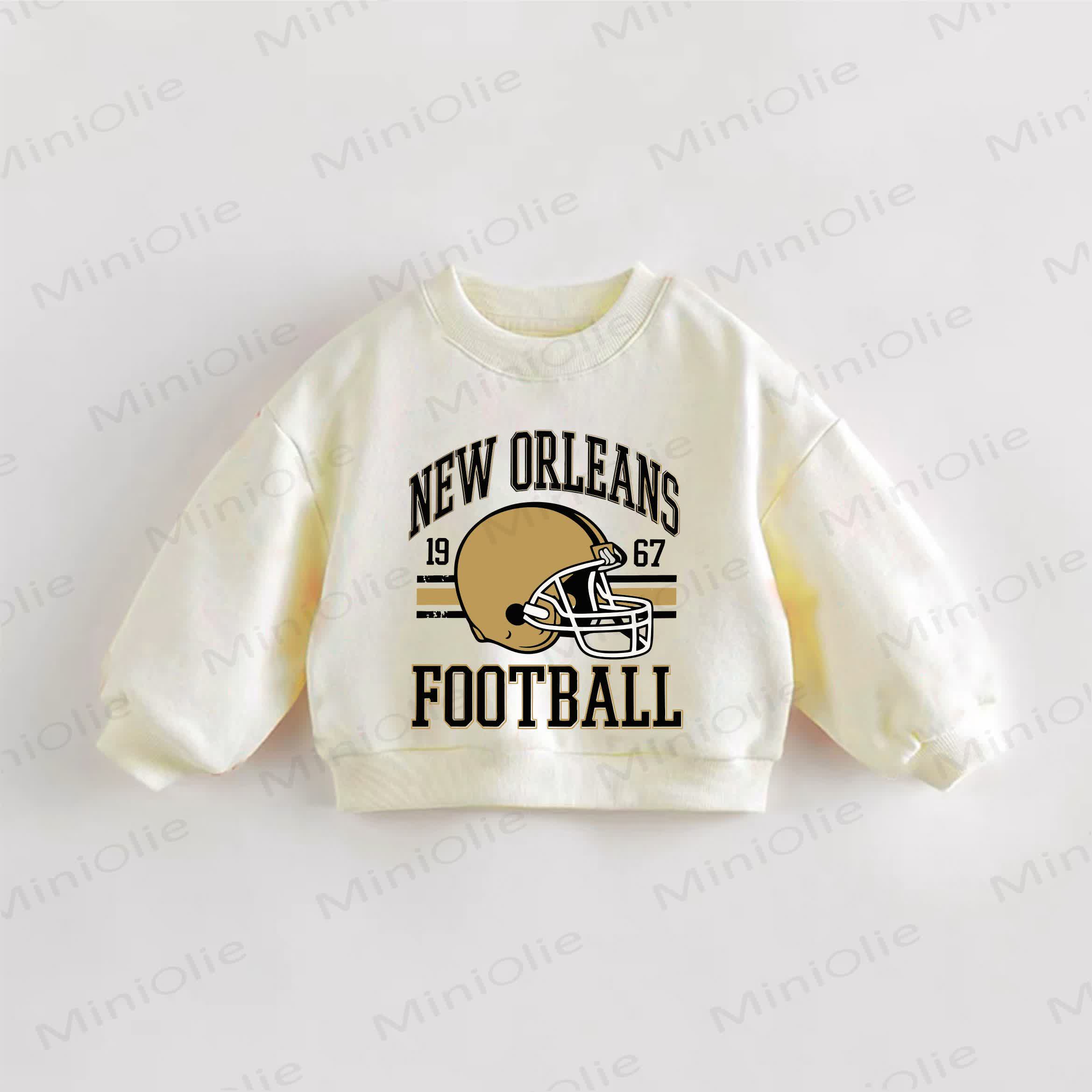 NEW ORLEANS FOOTBALL Baby Toddler Football Helmet Cream Sweatshirt - Cream - 3-5T - image 1