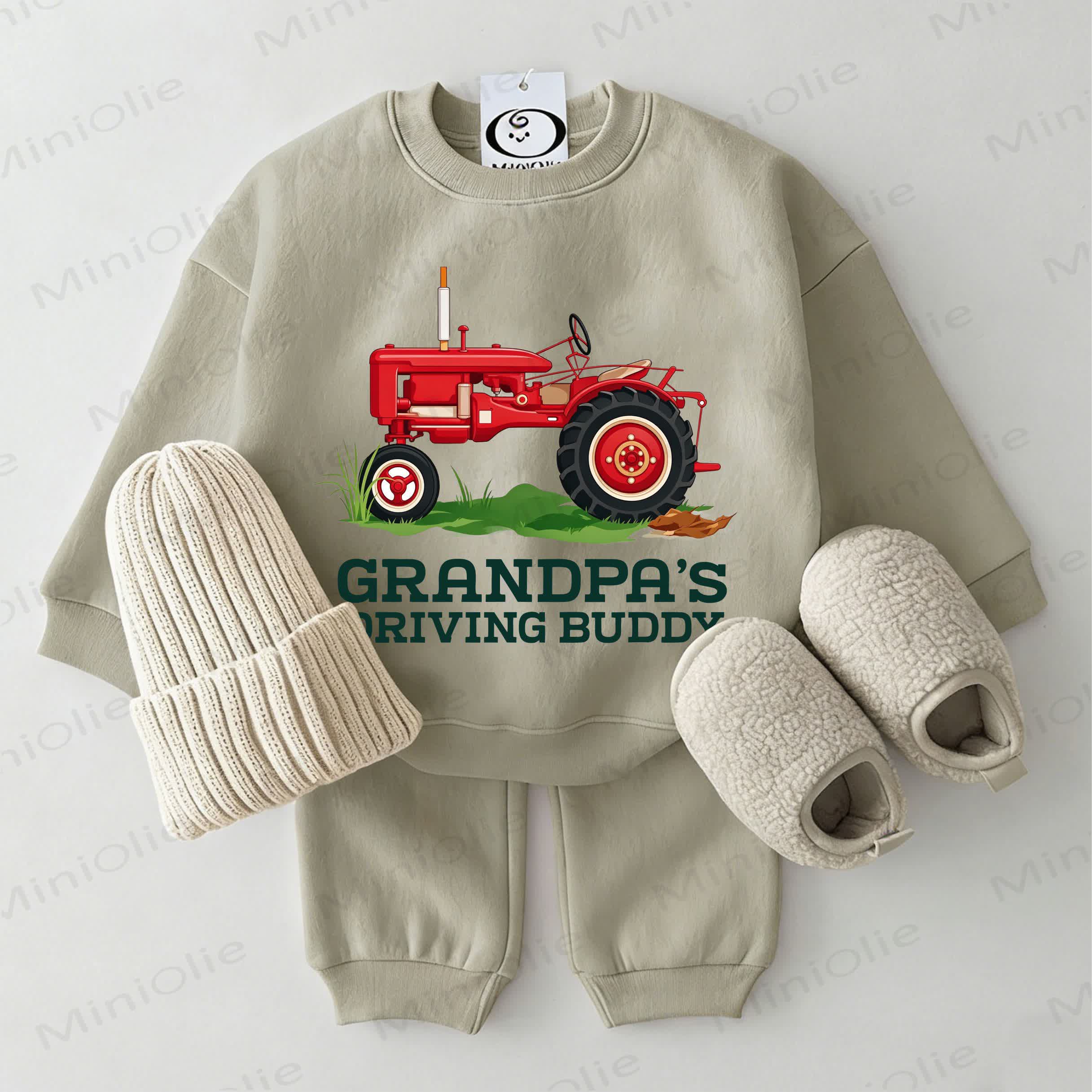 GRANDPA'S DRIVING BUDDY Baby Truck Grey Green Sweatshirt 2-piece Set - Grey Green - 2-3T - image 1