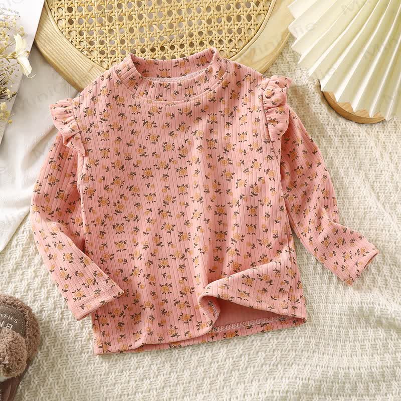 Toddler Girl Ruffle Long Sleeve T-Shirt - Pink Daisy - 11-12T - image 8