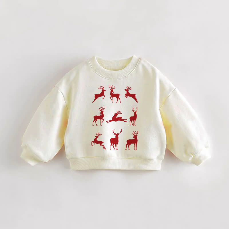Baby Toddler Nine Deer Print Cream Sweatshirt - Cream - 3-5T - image 1