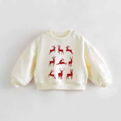 Baby Toddler Nine Deer Print Cream Sweatshirt - Cream - 3-5T - image 1