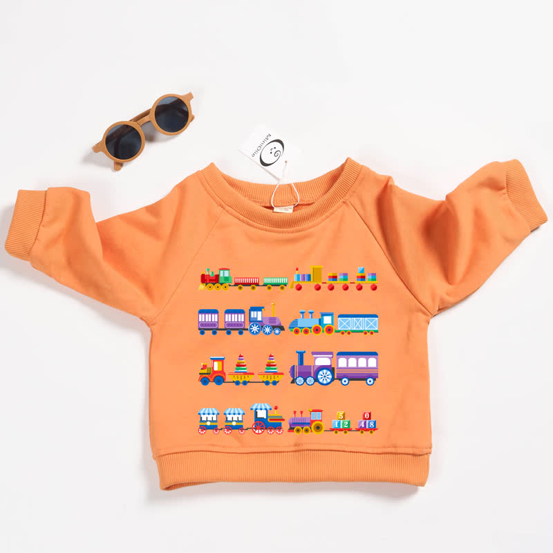 Baby Toddler Train Print Orange Sweatshirt - Orange - 3-5T - image 1