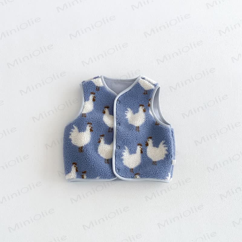 Baby Toddler Animal Sherpa Vest or Long Sleeve Top - Blue - 4-5T - image 2