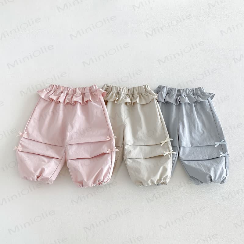 Toddler Girl Soft Bow Ruffle Pants - image 1