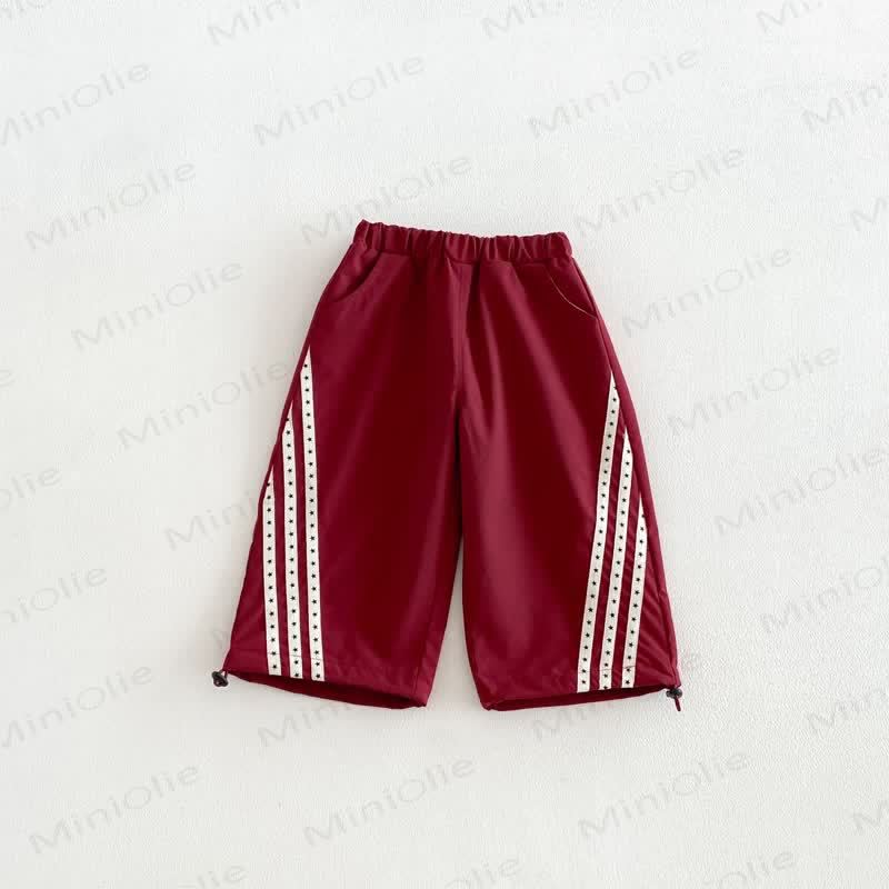 Baby Toddler Contrast Stripe Drawstring Pants or Raglan Top - Red - 6-7T - image 4