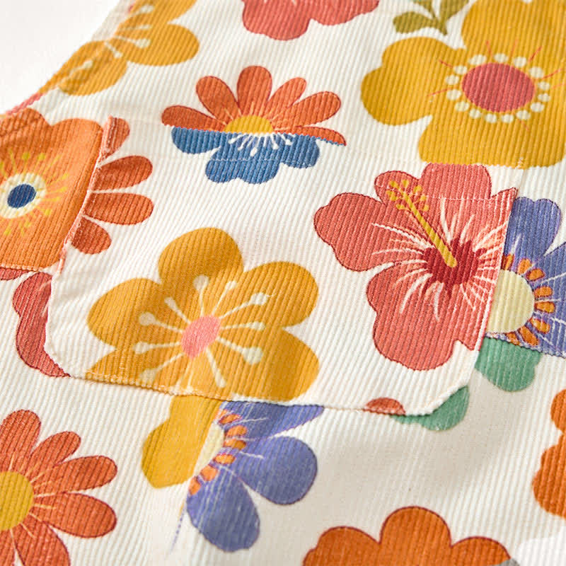 Baby Toddler Colorful Flower Print Beige Overalls - image 8