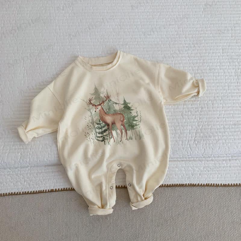 Baby Forest Deer Beige Romper - Beige - 2-3T - image 1