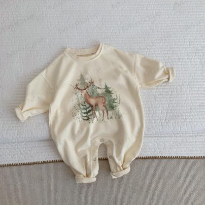 Baby Forest Deer Beige Romper - Beige - 2-3T - image 1