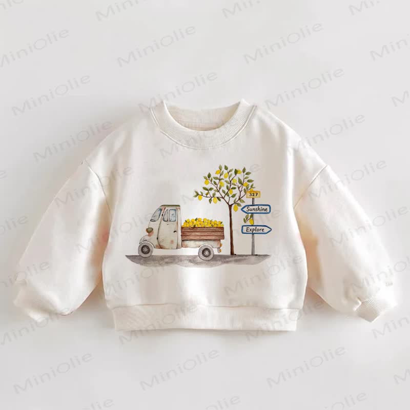 Baby Toddler Lemon Delivery Truck Print Cream Sweatshirt - Cream - 3-5T - image 1