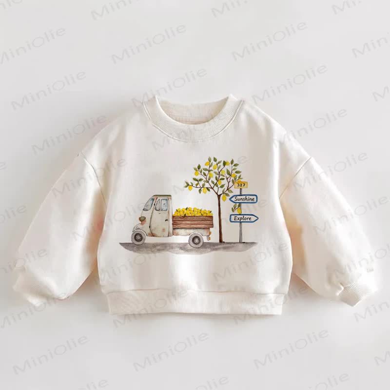 Baby Toddler Lemon Delivery Truck Print Cream Sweatshirt - Cream - 3-5T - image 1