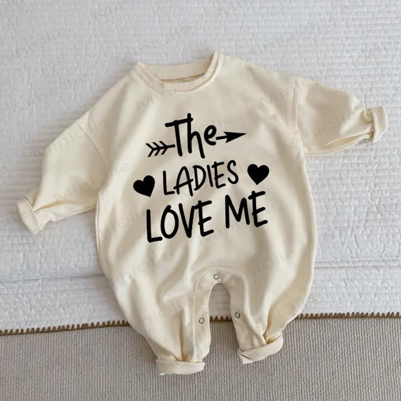 THE LADIES LOVE ME Baby Heart Print Beige Romper - Beige - 2-3T - image 1