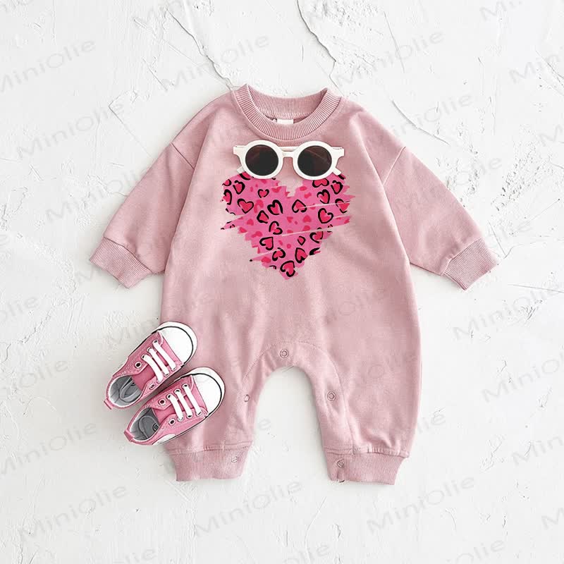  Baby Leopard Print Heart Pink Romper - Pink - 2-3T - image 1