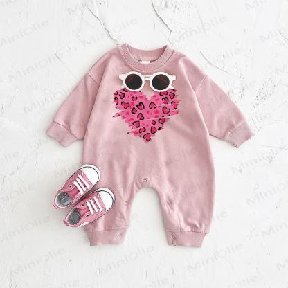  Baby Leopard Print Heart Pink Romper - Pink - 2-3T - image 1