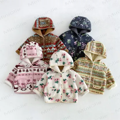 Baby Toddler Girl Floral Fleece Hooded Jacket - image 1