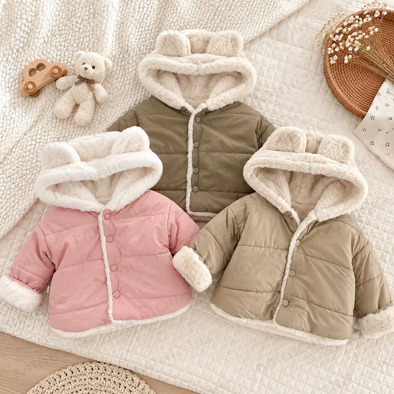 Baby Toddler Ear Fleece Puffer Jacket - image 1