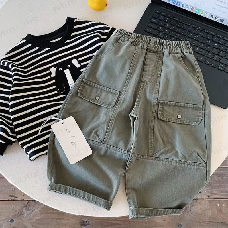 Toddler Boy Solid Color Utility Cargo Pants - Green - 8-9T - image 2