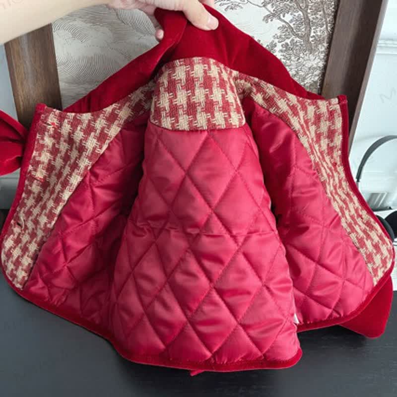 Toddler Girl Red Plaid Bow Pleated Skirt 2-piece Set - image 3