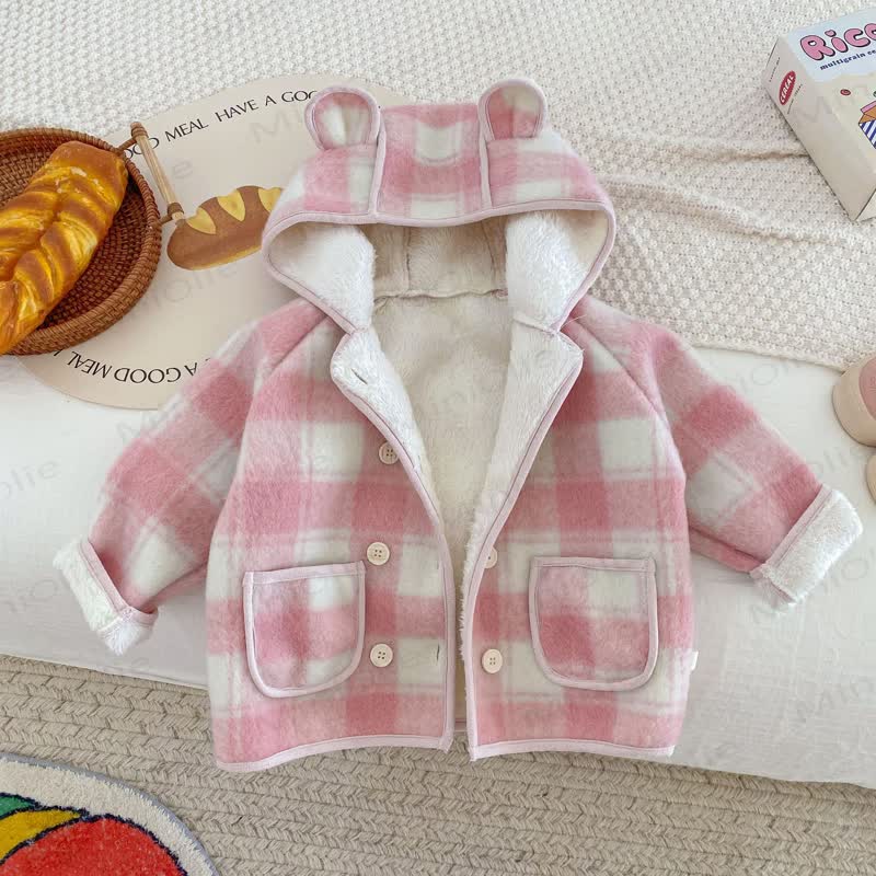 Baby Toddler Pink Fleece Lined Hooded Coat - image 3