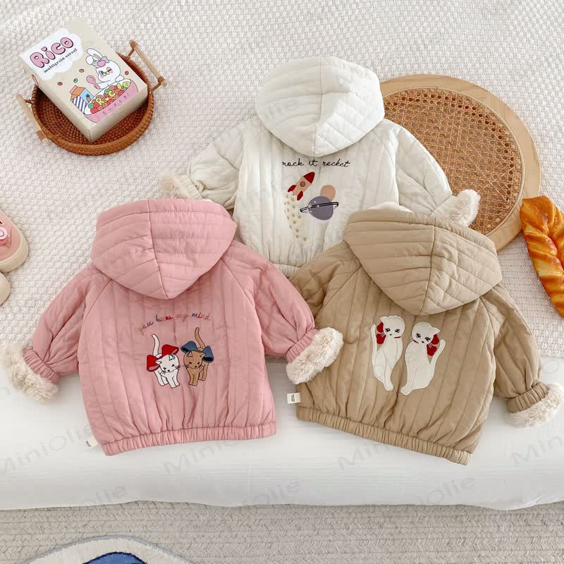 Baby Toddler Girl Quilted Hooded Jacket - image 1