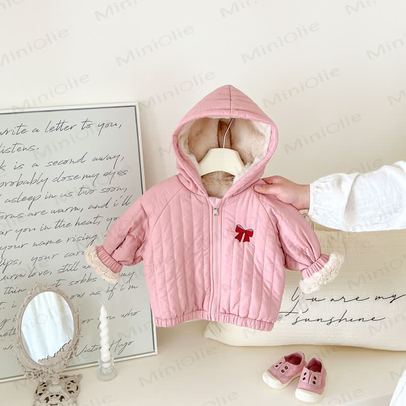 Baby Toddler Girl Quilted Hooded Jacket - Pink - 4-5T - image 3