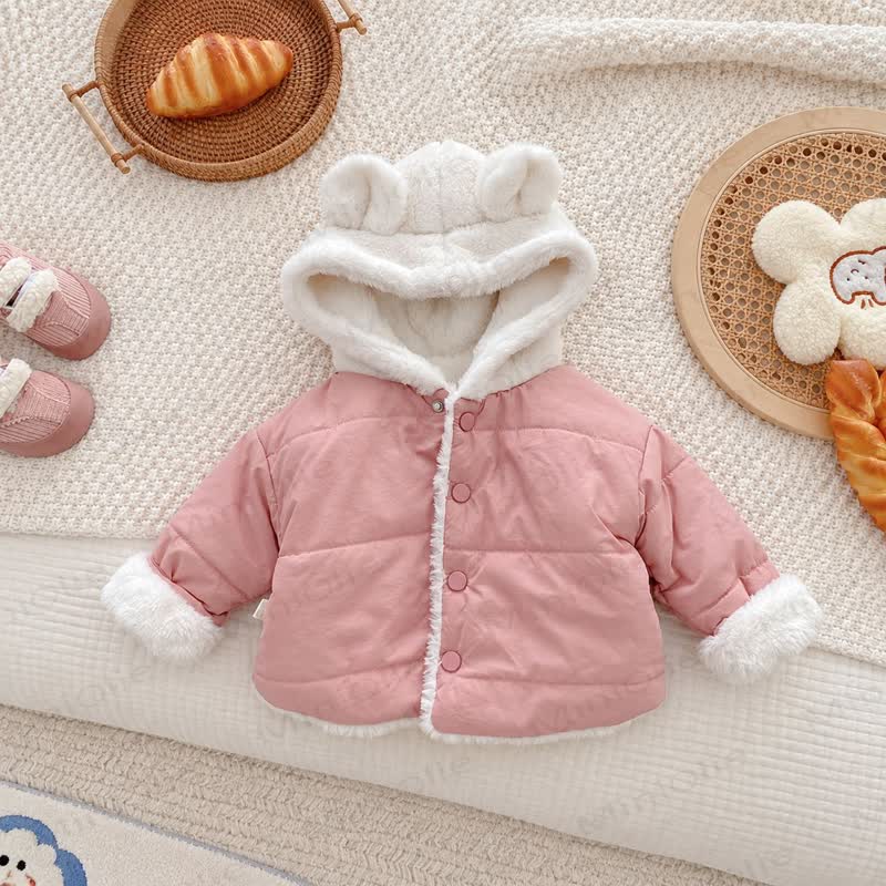 Baby Toddler Ear Fleece Puffer Jacket - Pink - 4-5T - image 3