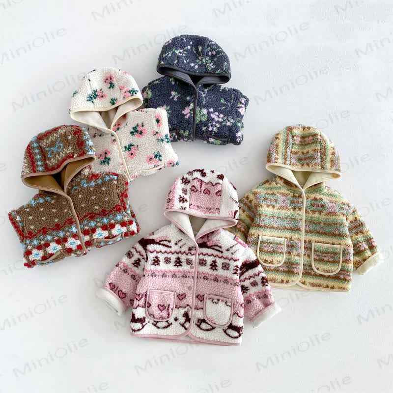 Baby Toddler Girl Floral Fleece Hooded Jacket - image 8