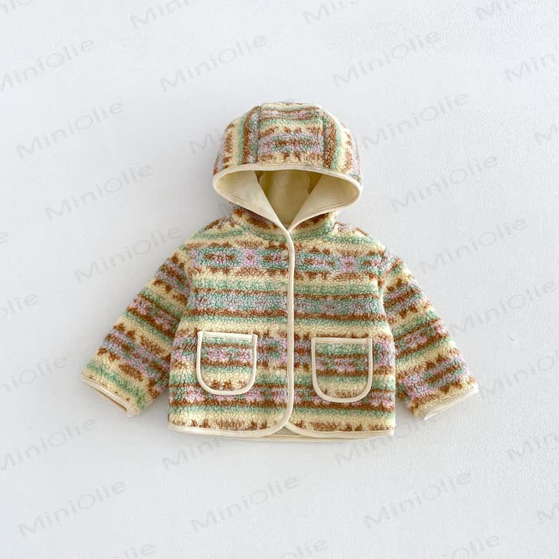 Baby Toddler Girl Floral Fleece Hooded Jacket - Yellow - 6-7T - image 4