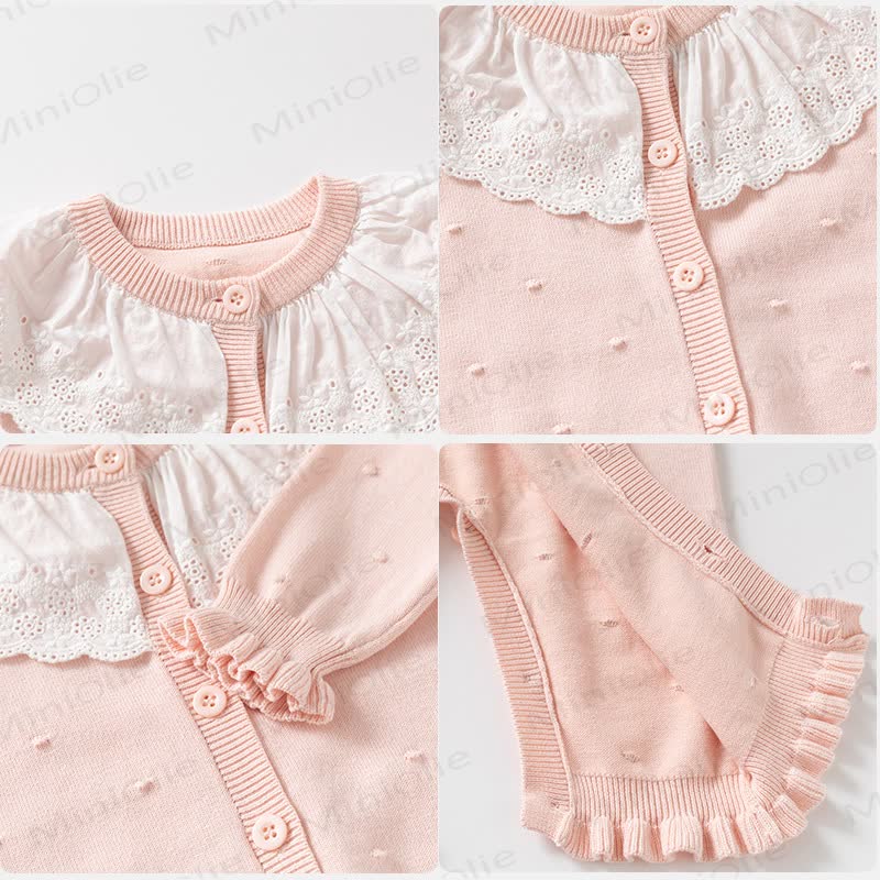 Baby Girl Lace Collar Button Front Romper - image 4