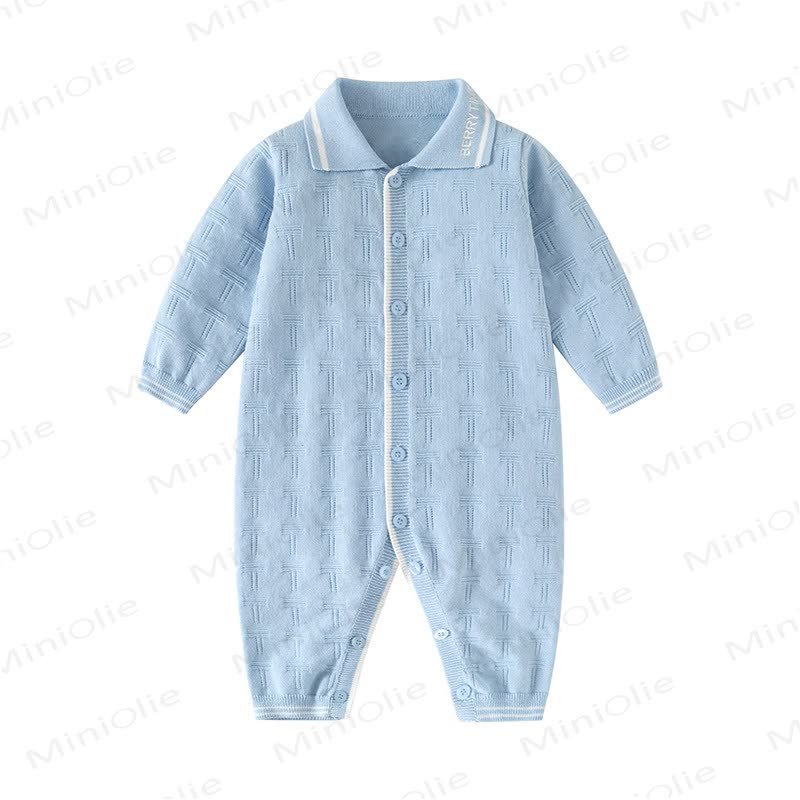 Baby Collared Snap Front Romper - Blue - 18-24M - image 2