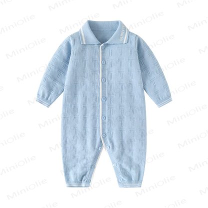 Baby Collared Snap Front Romper - Blue - 18-24M - image 2