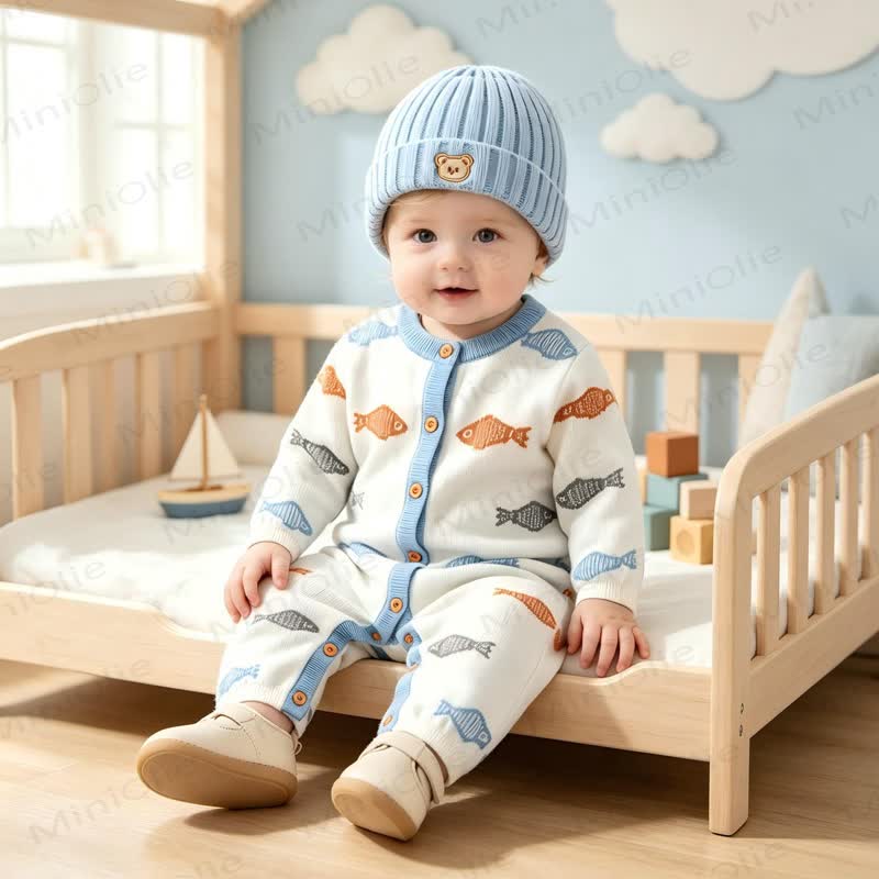 Baby Fish Button Front Romper - image 3