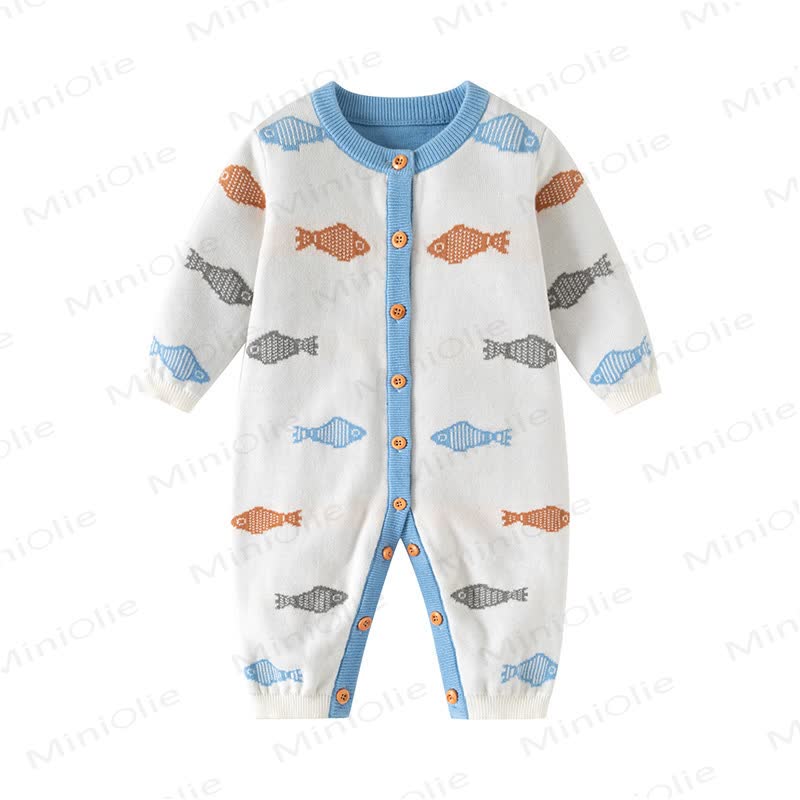 Baby Fish Button Front Romper - image 2