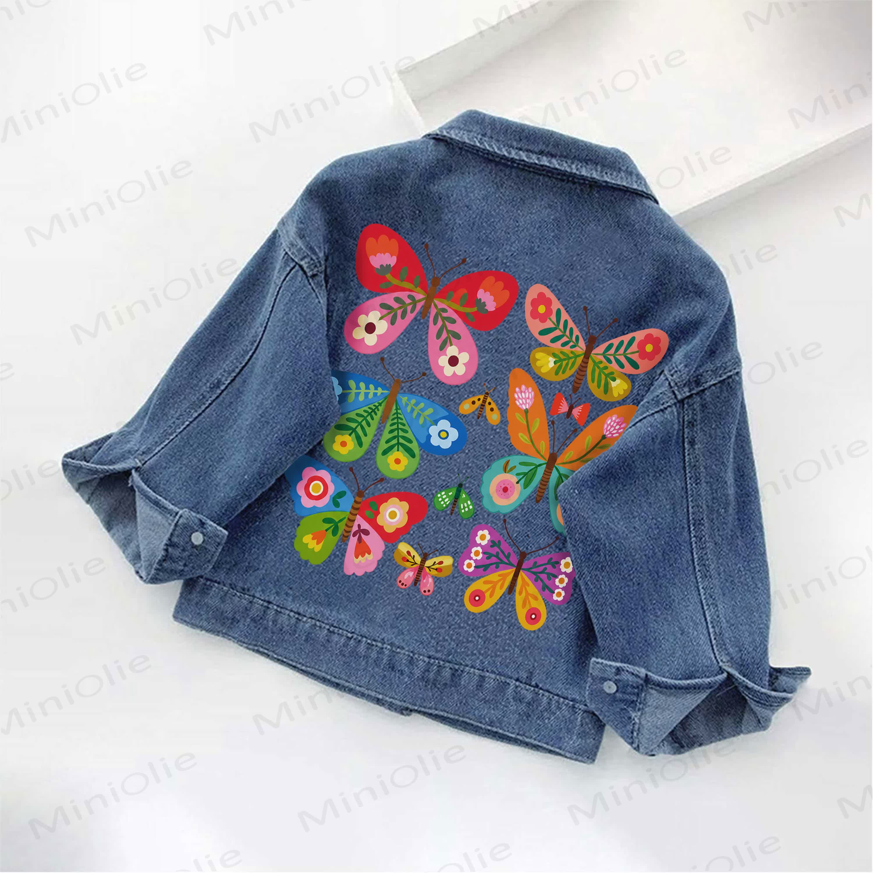 Toddler Kid Colorful Butterfly Print Denim Jacket - image 2