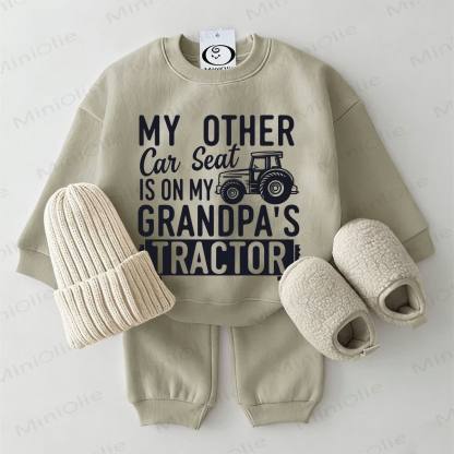 MY OTHER CAR SEAT IS ON MY GRANDPA'S TRACTOR Baby Truck Grey Green Sweatshirt 2-piece Set - Grey Green - 2-3T - image 1