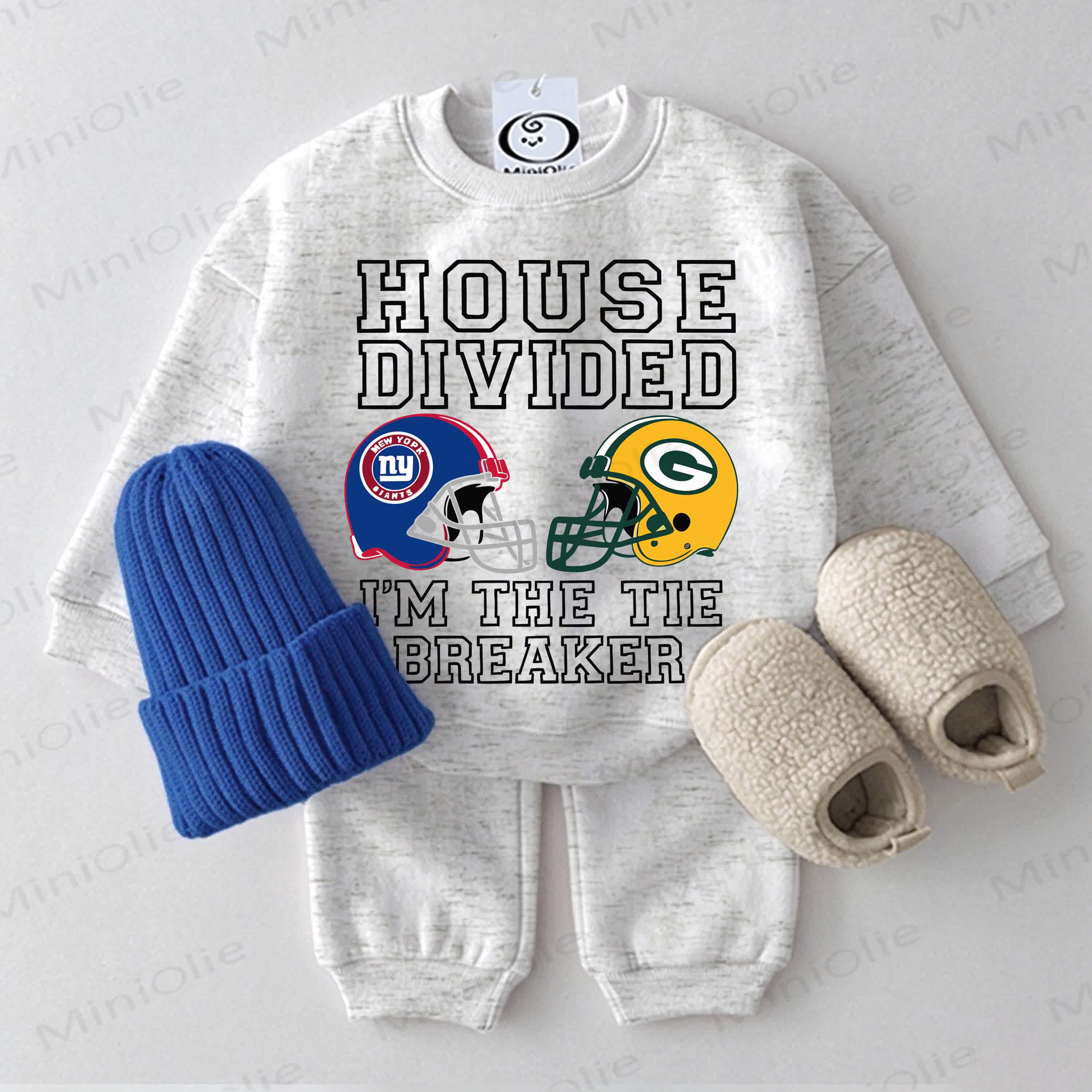 HOUSE DIVIDED I'M THE TIE BREAKER Baby Football Helmet Light Grey Sweatshirt 2-piece Set - Light Grey - 2-3T - image 1