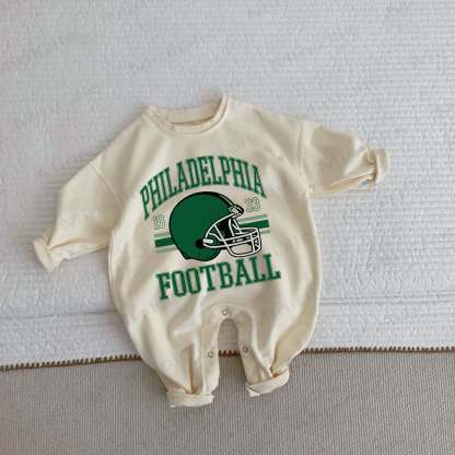 PHILADELPHIA FOOTBALL Baby Football Helmet Beige Romper - Beige - 2-3T - image 1