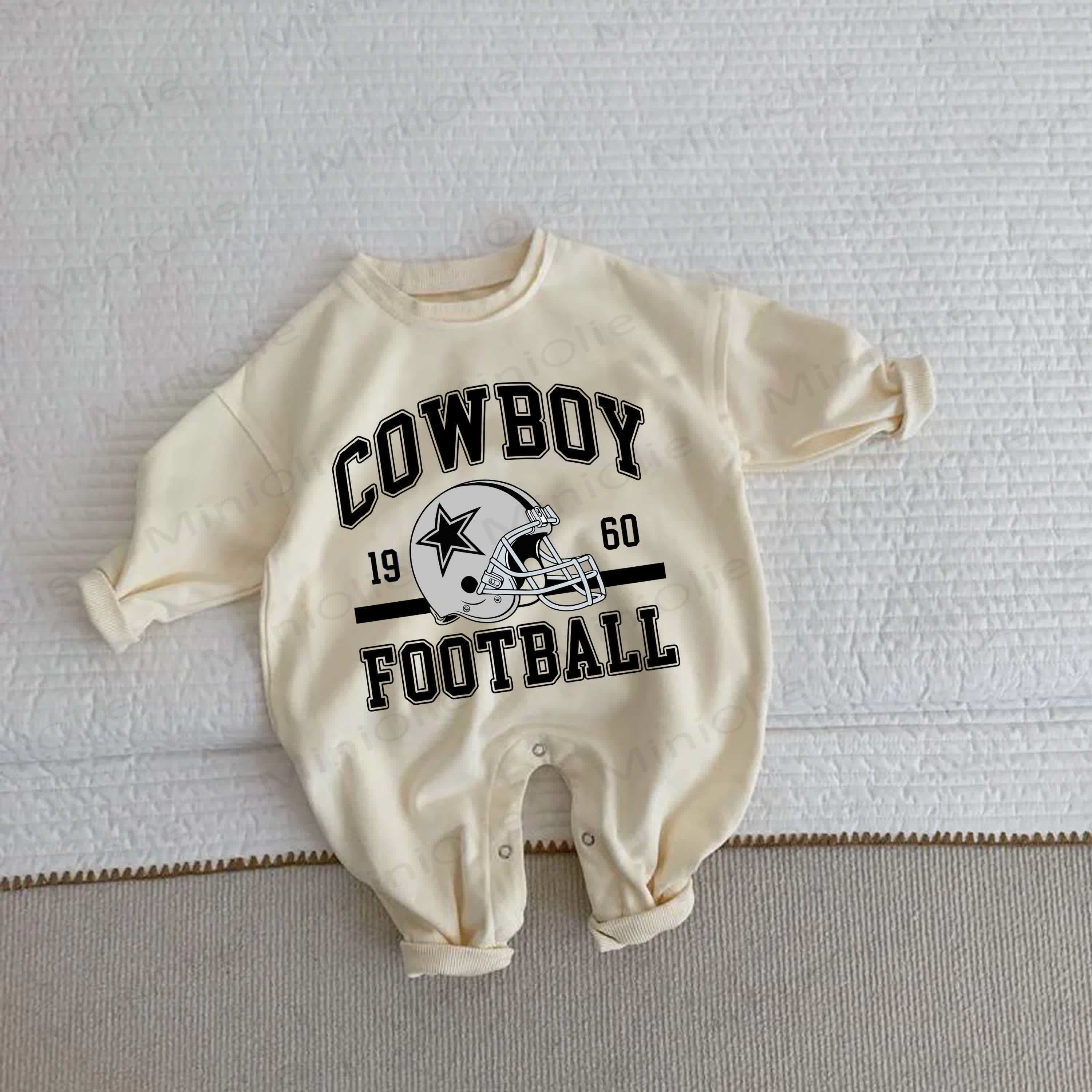 COWBOY FOOTBALL Baby Football Helmet Beige Romper - Beige - 2-3T - image 1
