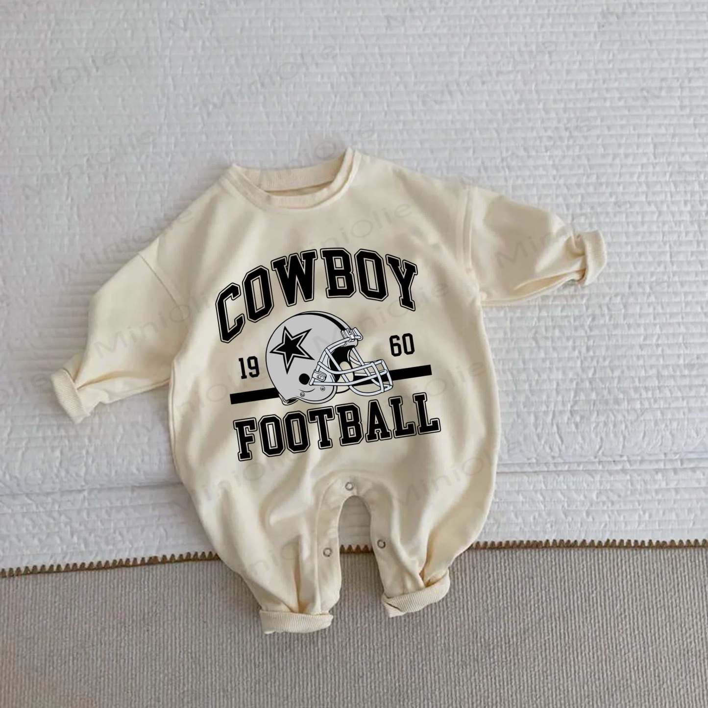 COWBOY FOOTBALL Baby Football Helmet Beige Romper - Beige - 2-3T - image 1