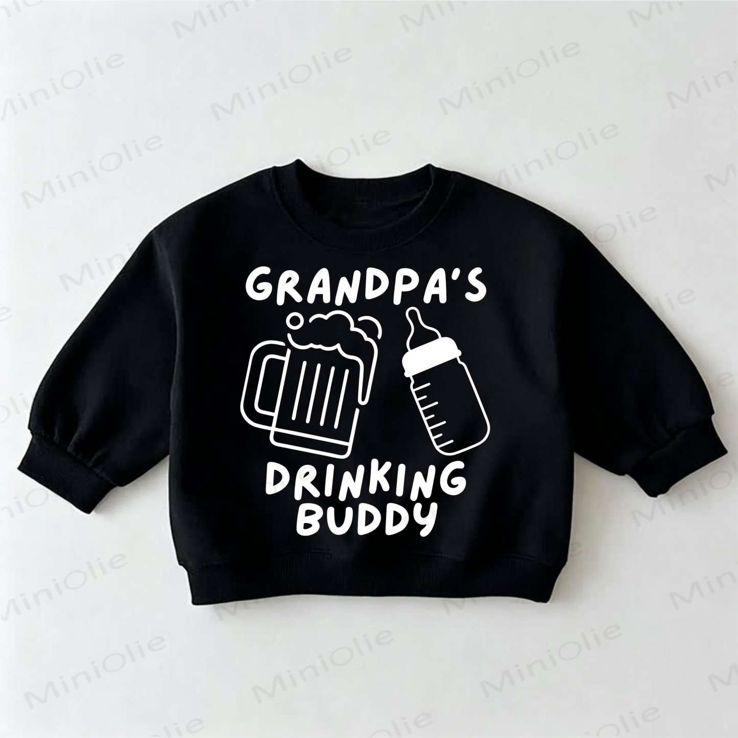 GRANDPA'S DRINKING BUDDY Baby Toddler Beer Feeder Black Sweatshirt - Black - 3-5T - image 1
