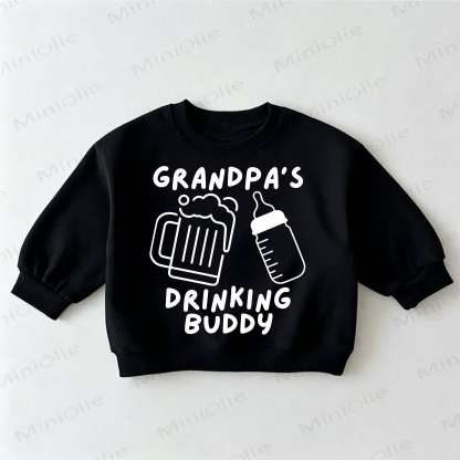 GRANDPA'S DRINKING BUDDY Baby Toddler Beer Feeder Black Sweatshirt - Black - 3-5T - image 1